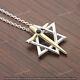 0.25ct Simulated Sapphire Star Of David With Cross Pendant 14k Two -tone Gold Fn