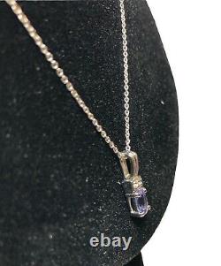 0.65CT Oval Cut Genuine Tanzanite with White Sapphire Sterling Pendant with Chain