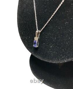 0.65CT Oval Cut Genuine Tanzanite with White Sapphire Sterling Pendant with Chain