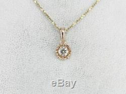 0.75 Ct Round Cut Diamond Women's Flower Pendant Necklaces 14K Rose Gold Finish