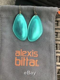 100% Authentic ALEXIS BITTAR Green/ Blue Liquid Silk Lucite EARRINGS