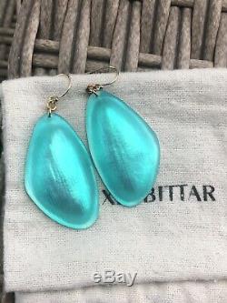 100% Authentic ALEXIS BITTAR Green/ Blue Liquid Silk Lucite EARRINGS