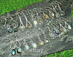 100% Natural Black Labradorite. 925 Silver Plated Fashion Jewelry Earring Lot