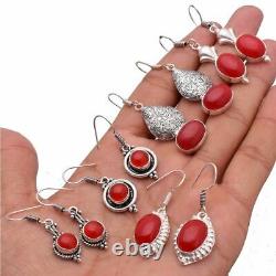 100% Natural Red Garnet. 925 Silver Plated Fashion Jewelry Earring Lot