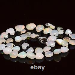 100cts Natural Black Ethiopian Opal Teardrop Faceted Beads Necklace 16-17