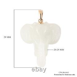 10K Yellow Gold White Jade Elephant Pendant Boho Jewelry Gifts For Women Ct 17.7