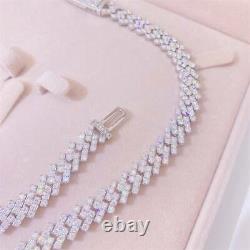 10MM Sterling Silver Cuban Link Chain and Bracelet, Iced Out Moissanite Diamond