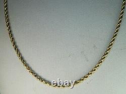 10k Yellow Gold. 417 Rope Style Chain 16 Fine Choker Length Necklace
