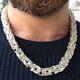 10mm Mens King Square Byzantine Chain Necklace 925 Sterling Silver 333gr 24 Inch