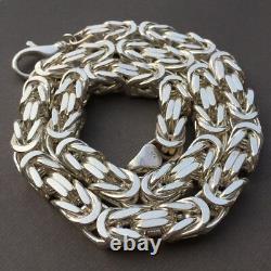 10mm Mens King Square Byzantine Chain Necklace 925 Sterling Silver 333GR 24 Inch