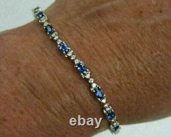 11.30Ct Oval Cut Simulated Sapphire Tennis Bracelet 925 Silver Gold Plated