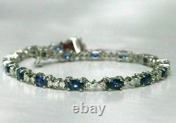11.30Ct Oval Cut Simulated Sapphire Tennis Bracelet 925 Silver Gold Plated