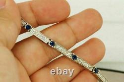 12CT Round Cut Simulated Sapphire Women's Bracelet 925 Silver Gold Plated