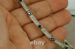 12CT Round Cut Simulated Sapphire Women's Bracelet 925 Silver Gold Plated