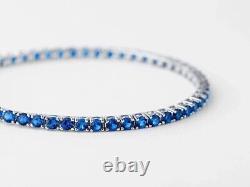 12 Ct Lab-Created Sapphire Women's Tennis Bracelet 14K White Gold Plated Silver