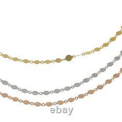 14K Gold Michael Anthony Jewelry TriColor Disc Chain Layered Necklace $399