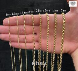 14K Gold Plated Sterling Silver Rope Link Chain Necklace 925 Silver Chain UNISEX