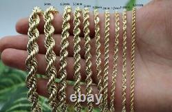14K Gold Plated Sterling Silver Rope Link Chain Necklace 925 Silver Chain UNISEX