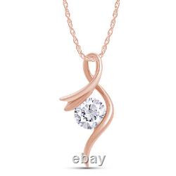14K Rose Gold 1 Carat Moissanite Infinity Pendant Ribbon Necklaces 18 Chain