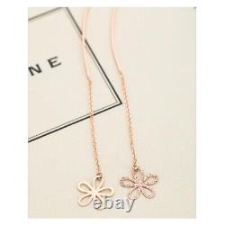 14K Solid Rose Gold Flower Anemone Long Threader Drop Dangle a Pair Earrings TPD