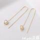 14k Solid Yellow Gold Heart Pearl Drop Long Threader Dangle A Pair Earrings Tpd