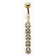 14k Solid Yellow Gold Navel Belly Ring Beautiful Dangling Five 4mm Cz