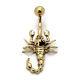 14k Solid Yellow Gold Navel Belly Ring Beautiful Scorpion