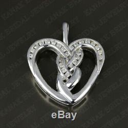 14K White Gold Finish 0.50 Ct Round Cut Diamond Heart Pendant Necklace