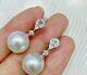 14k White Gold Finish 3.00 Ct Round Simulated White Pearl Drop/dangle Earrings