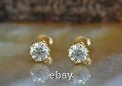 14K White Gold Over Classic 1.5Ct Round Cut Stone Solitaire Stud Earrings