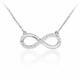 14k White Gold Over Womens Round Diamond Infinity Style Chain Pendant Necklace