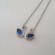 14k White Gold Plated Pear Cut Simulated Blue Sapphire Women's Gorgeous Pendant