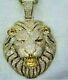 14k Yellow Gold Over 4ct Round Cut Lab Created Diamond Extra Large Lion Pendant