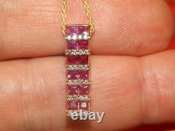 14K Yellow Gold Over Effy 2.00 Tcw Diamond & Princess Cut Ruby Pendant Necklace