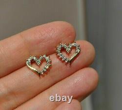 14K Yellow Gold Plated 1.00 Ct Round Simulated Diamond Heart Shape Stud Earrings