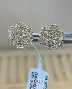 14K Yellow Gold Plated 2Ct Round Cut Lab Created Diamond Stud Earrings