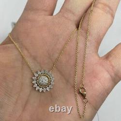 14K Yellow Gold Plated 2Ct Round Cut VVS1/D Simulated Women's Cluster Pendant