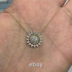 14K Yellow Gold Plated 2Ct Round Cut VVS1/D Simulated Women's Cluster Pendant