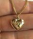 14k Yellow Gold Plated Heart Love Necklace 20/14k Oro Cadena De Corazon Amor