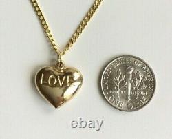14K Yellow Gold Plated Heart Love Necklace 20/14K Oro Cadena De Corazon Amor