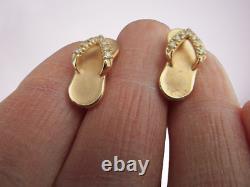 14K Yellow Gold Plated Real Moissanite Flip Flop Stud Earrings Gift Women's
