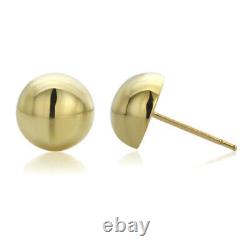 14K Yellow Gold Round Half Ball Stud Earrings