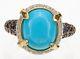 14k Yellow Gold Sleeping Beauty Turquoise And Sapphire Ring Size 6