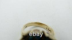 14K Yellow Gold Turquoise Cluster Ring Size 7.5 33.8mm 18 Grams S799