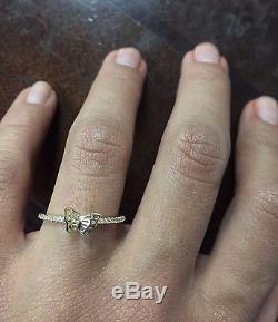 14K Yellow White Gold Women's Butterfly Ring Beautiful Dainty Solid Gold CZ