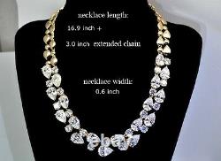 14k Gold GF Necklace made with Swarovski Crystal Diamond Stone Bridal Jewelry