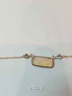 14k Gold Necklaces With Genuine Opal & Acvamarin 18 inch