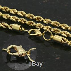 14k Gold PT Black Is Beautiful Pendant 24 Rope Chain Hip-Hop Necklace