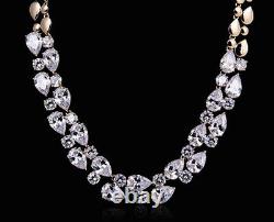 14k Rose Gold GF Necklace made w Swarovski Crystal Diamond Stone Bridal Jewelry