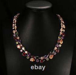 14k Rose Gold GF Necklace made with Authentic Swarovski Crystal Multicolor Stone